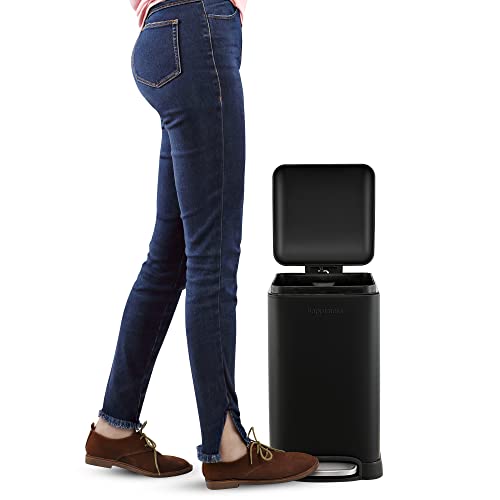 Image of happimess Betty Retro Mini 3.2 Gal Step Trash Can, Charcoal Black