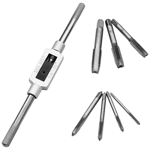 Image of 8pcs Metric Thread Machine Taps Set Metric Tap Set Tap Wrench Set Screw Thread Plug Taps M3 M4 M5 M6 M8 M10 M12 with 1 /16-1 /2'' Adjustable Tap Wrench O-033