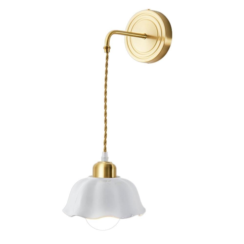 TCHAUSGZUS Modern Nordic Flower Shape Glass Wall Sconce - Gold Wall Mounted Light Fixture for Bedroom Bathroom Bar Stairway