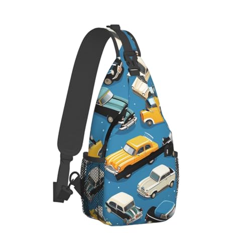 Bolso Sling cruzado unisex patrón cars negro miniatura 7