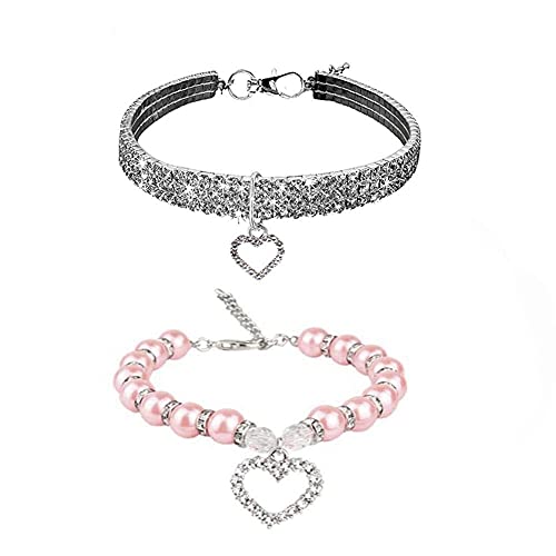 Collier pour chien avec strass et perles - Collier réglable - Petit collier pour chien et chat Cover
