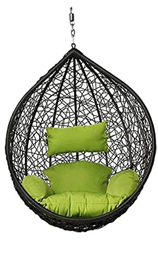 Image of Single Seater Swing Chair with Stand and Cushion Hammock Swing for Adult Outdoor Indoor Garden Living Room Balcony Hanging Chair (Brwon Green)