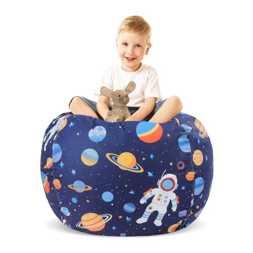 Astronaut Space Kids Bean Bag Chair-Cover Only-Large Stuffed Animal Storage Bean Bag for Boys Indoor Outdoor (No Filling)