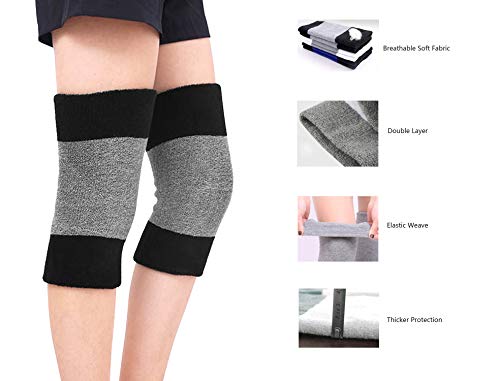 FakeFace Winter Soft Thermal Knee Braces Leg Warmers Cozy Warm Skiing Cycling Camping Runing Arthritis Tendonitis Knee Pads Leg Sleeves Support Protector for Men Women2