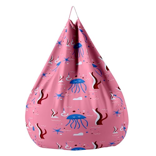 Fasbuy Estampado de Animales Marinos Puff, Puff Gigante sin Relleno con Asa, Salon Bean Bag para Almacenaje, Puf Sofa para Adultos Niños Exteriores Interiores (Alga,L)