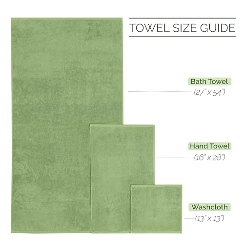 Image of Elegant Comfort 4 Lines Viscose Stripe 6-Piece Premium Towel Set - 100% Turkish Cotton High Absorbent Luxury Bathroom Towels - Includes 2 Washcloths, 2 Hand Towels and 2 Bath Towels Set, Sage