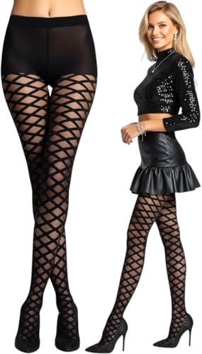 Image of ToBeInStyle Women's Argyle Checkered Diamond Rhombus Net Opaque Sheer Tights Pantyhose