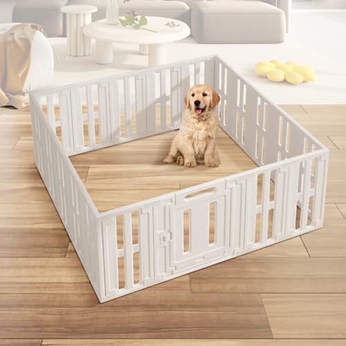 Recinto per Cuccioli Alto 60 cm, Recinto per Cuccioli da Interno Esterno, Pieghevole per Cani con Porta, Gabbia per Cani da Casa, Gatti, Conigli, Piccoli Animali