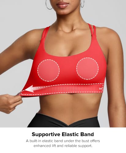 BRXL Red Sports Bra for Women with Sewn in Pads Adjustable Strappy Back - image 6
