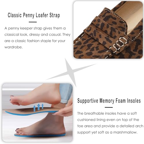 Women's Comfortable & Lightweight Suede Leather Penny Loafers Slip-Ons Cute Business Casual Dress Shoes Work Office Flats Everyday Walking Shoes Driving Mocs for Women4