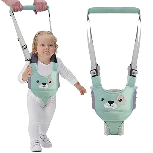 Image of IULONEE Baby Walker, Handheld Kids Toddler Walking Harness Helper Assistant Protective Belt Child Activity Walker Adjustable Standing Up Walking Learning Helper for Toddler 7-24 Month (Green)