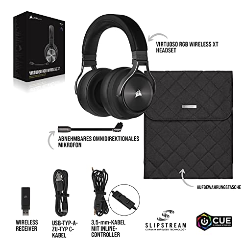 Corsair VIRTUOSO RGB WIRELESS XT Hi-Fi-Gaming-Headset mit Räumlichem Klang (Gleichzeitige Dual-Wireless-Verbindungen, PC, Mac, PS5, Switch, Mobile & Verkabelt Xbox Series X|S Kompatibilität) Schiefer - Image 7