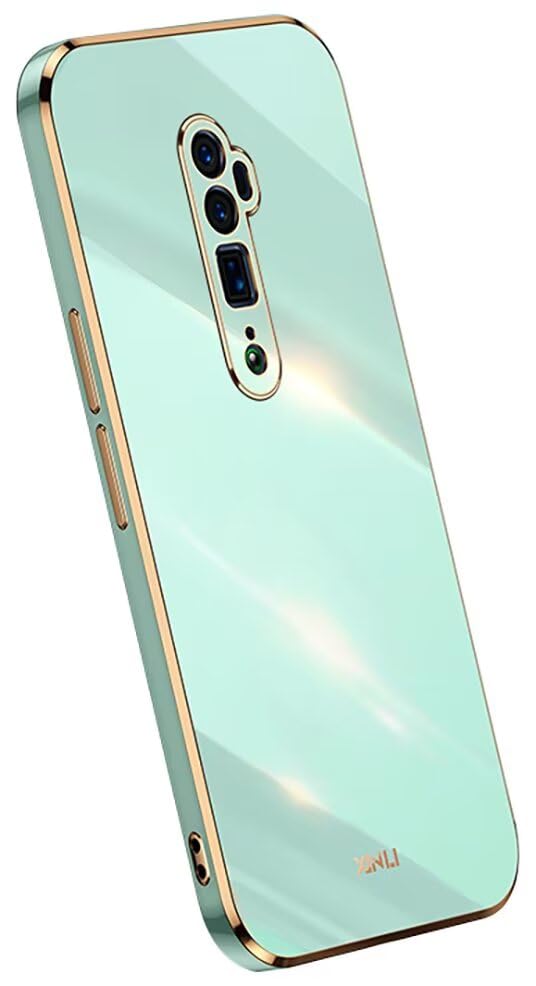 Topme Funda de Silicona para OPPO Reno10x Zoom (6.6' Inches), [ Carcasa Case de Teléfono Estilo Borde Dorado] - Verde
