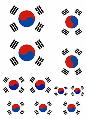 Daged Juego de 11 pegatinas autoadhesivas con banderas de Corea del Sur, FS