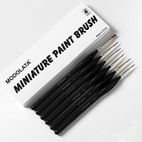 Detail Model Paint Brushes Set - 6 Pieces Miniature Painting Brushes For Acrylic, Watercolor - Airplane Kits, Ceramic, Plastic Model, Warhammer 40K #TOP2