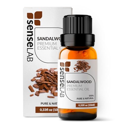SenseLAB Aceite Esencial de Sándalo - Aceite de Sándalo Natural 100 % Puro de Grado Terapéutico para Difusor de Aromaterapia - Bienestar y Relajación - Aceite Aromático (10 ml)
