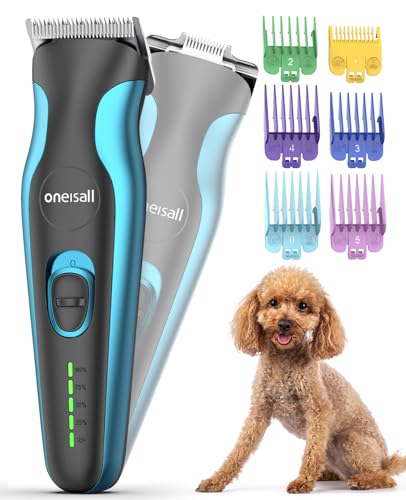 oneisall Tondeuse chien silencieuse 2 en 1, Tondeuse pour chien et chats professionnelle poil long epais, tondeuse pour têtes, pattes, yeux, oreilles et visages