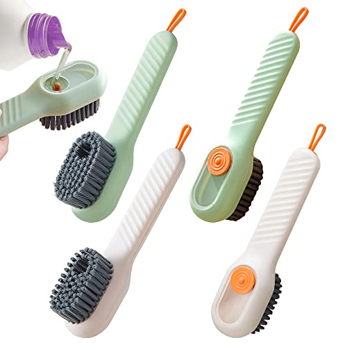 LYLIDIA 4Pcs Brosse de Nettoyage à Poils Doux Brosse à Récurer pour Chaussures, Vêtements, Brosse à Chaussures Type Presse Multifonctions, Brosse à Décharge Automatique du Liquide, Usage Domestique Cover