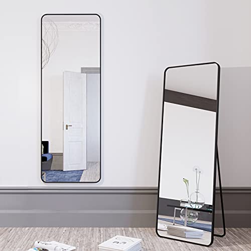 Beautypeak Black Full Length Mirror, Rounded Floor Mirror Standing Hanging Or Leaning Against Wall Dressing Room Mirror Full Length, 60"X20" #TOP7