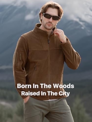 Image of FREE SOLDIER Men's Tactical Long Sleeve Fleece Coat Weatherproof Full Zip Up Lightweight Fleece Jacket Sweatshirt