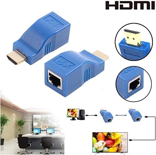 Image of HDMI EXTENDER,Hdmi To Rj45 Network Cable Extender Converter Repeater Over Cat 5E / 6 1080P Up To 30M extender For Hdtv Ps4 Stb 4K 2K (30M HDMI Extender Connector)