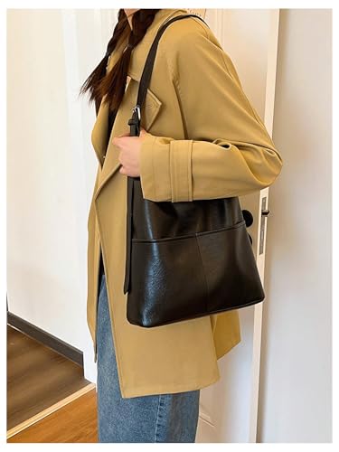 SweatyRocks Women's Leather Shoulder Bag Top Handle Work Shopping Handbags with Zipper3