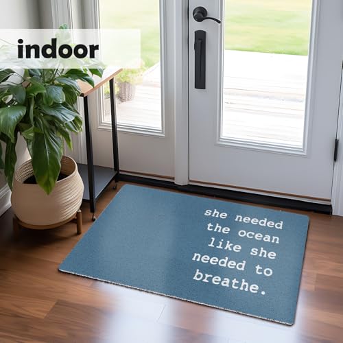 KEUSPI Beach Door Mat, Retro Blue Beach Welcome Mats Doormat for Front Door Porch Outdoor Indoor Entrance, Coastal Nautical Welcome Outdoor Mat, 17x30 Inches - Image 4