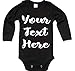Produktbild Ihr WunschText Hier Baby Langarm Body Selbst Gestalten Dein individueller Druck Personalisiert Babykleidung Strampler Unterwäsche Geschenk Überraschung Geburtstag Weihnachten (62 (0-3 m), schwarz)