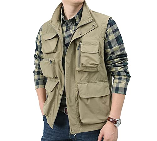WSLCN Colete masculino leve para viagem ao ar livre, trabalho, pesca, fotografia com vários bolsos,
