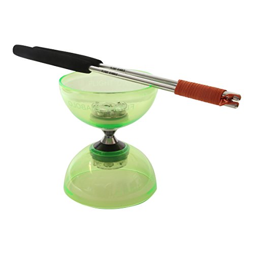 Flight Diabolo Triple Bearing LED Light Up Professional Diabolo / Chinese Yoyo Toy with Aluminum Sticks Translucent Green - Thumbnail 7