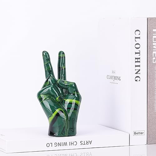 Estatua decorativa mano símbolo paz verde esmeralda miniatura 5