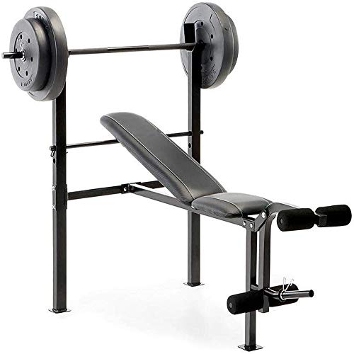 300Lbs Sturdy Construction Competitor Pro Home Gym Standard Adjustable Weight Bench With 80 Pound Set Can Be Used For Legs, Preacher Curls, Bench Press, And More Suitable For Home Gym Setups