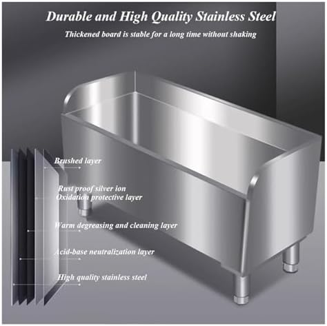 Stainless Steel Commercial Mop Sink, Heavy-Duty Utility Basin for Industrial Laundry Rooms, Kitchens, and Garages,Silver-80x41x55cm