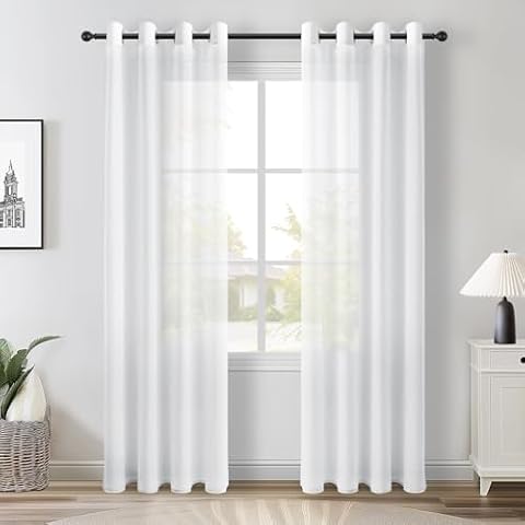 Topfinel Rideau Voilage Blanc 140x225 CM Cover