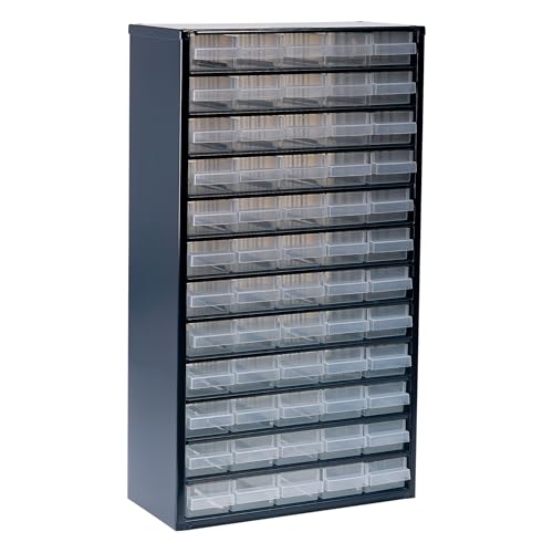raaco Kleinteilemagazin C12-60 mit 60 Schubladen, Tragkraft 39.6 kg, 15 x 30.6 x 55.2 cm, geeignet für Wandmontage, Schraubenregal für Kleinteile für Werkstatt Ordnungssystem