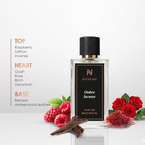 Image of Ombre Incense Perfume 50ml for Men & Women | Luxury Dark Woody Amber Oud Fragrance | Long Lasting Premium Perfume Spray | Smoky Incense Scent for Evenings, Date Nights & Special Occasions