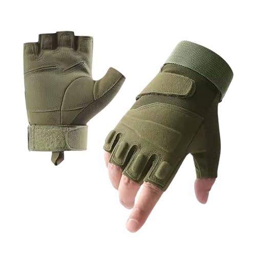 Image of Half Finger Tactical Gloves, Durable Fingerless Gloves for Cycling, Gym, Motorcycle Gloves, Training Gloves, Breathable Gloves, and Outdoor Activities (Green, XL)
