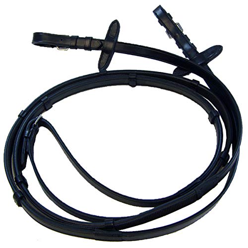 Pro-Trainer Rubber Lined Continental Reins - Horse/Black