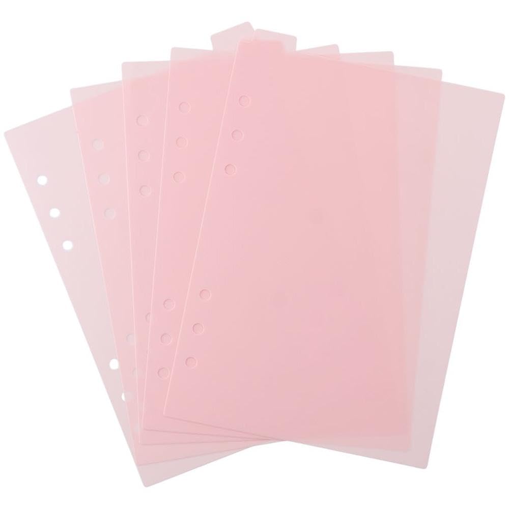 Risedot Divider Set A5 10 Sheets 6-Ring Page Binder 6 Holes 5-Tab Dividers Sheet Office, Light Pink - Image 2