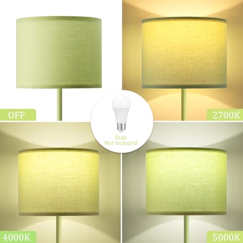 Image of Ambimall 60'' Modern Floor Lamp with Shade, Tall Lamps for Living Room, Bedroom, Office, Dining Room, Light Green Lampshade(Without Bulb)