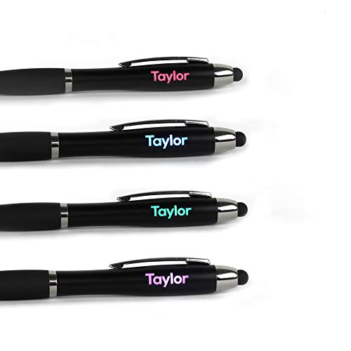 eBuyGB Personalised Stylus Tip Customisable Laser Engraved LED Light Up Ballpoint Pen (Multicolor)