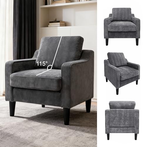 Sillón ergonómico chenille gris con soporte lumbar miniatura 6