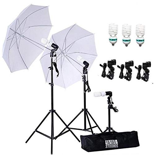 White Photography Video Studio Umbrella Continuous Lighting Kit - Portarit Photo Shooting Production Equipment Wedding