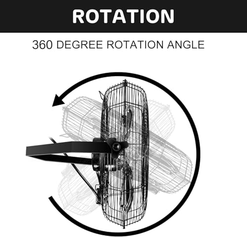 Image of Simple Deluxe 24 Inch Industrial Wall Mount Fan, Max 7600 CFM 3 Speed Commercial Ventilation Metal Fan for Warehouse, Greenhouse, Workshop, Patio, Factory and Basement - High Velocity, black