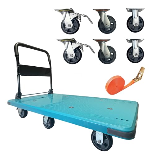 YVZNC Heavy Duty Flatbed Cart with Swivel Wheels with Brakes,47.2" Lx27.5 W by YVZNC - Used condition - US$161.56