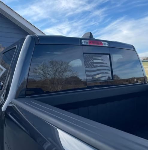 Image of Xinghe for Dodge Ram 2009 to 2026, American Flag Decals Stickers for Truck Back Middle Window, Matte Black USA Flag Decal for Truck Back Sliding Window