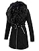 Bellivera Women's Pea Coat Faux Suede Leather Long Jacket Wonderfully Parka Outwear with Detachable Fur Collar 7923 Black L
