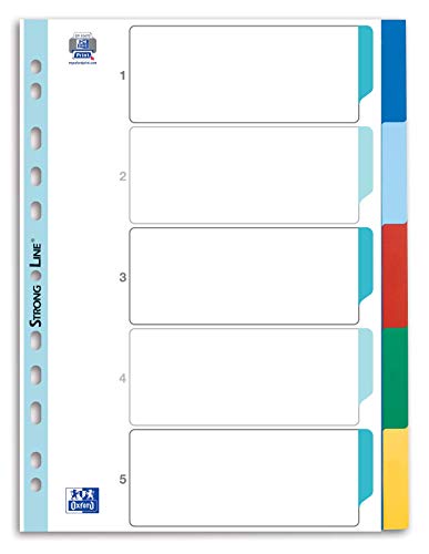 Oxford Kunststoff-Register A4, Strong-Line, blanko, 5-teilig, mit Deckblatt
