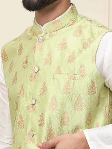 Image of SOJANYA (Since 1958 Men's Silk Blend Kurta Pyjama With Nehrujacket Set