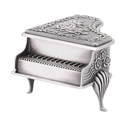 Caja de baratija de Metal Vintage, aleación de Zinc, Forma de Piano, Escultura Rosa, Terciopelo Creativo, Resistencia al óxido Interior, para Damas, Mujeres, Regalo Cover
